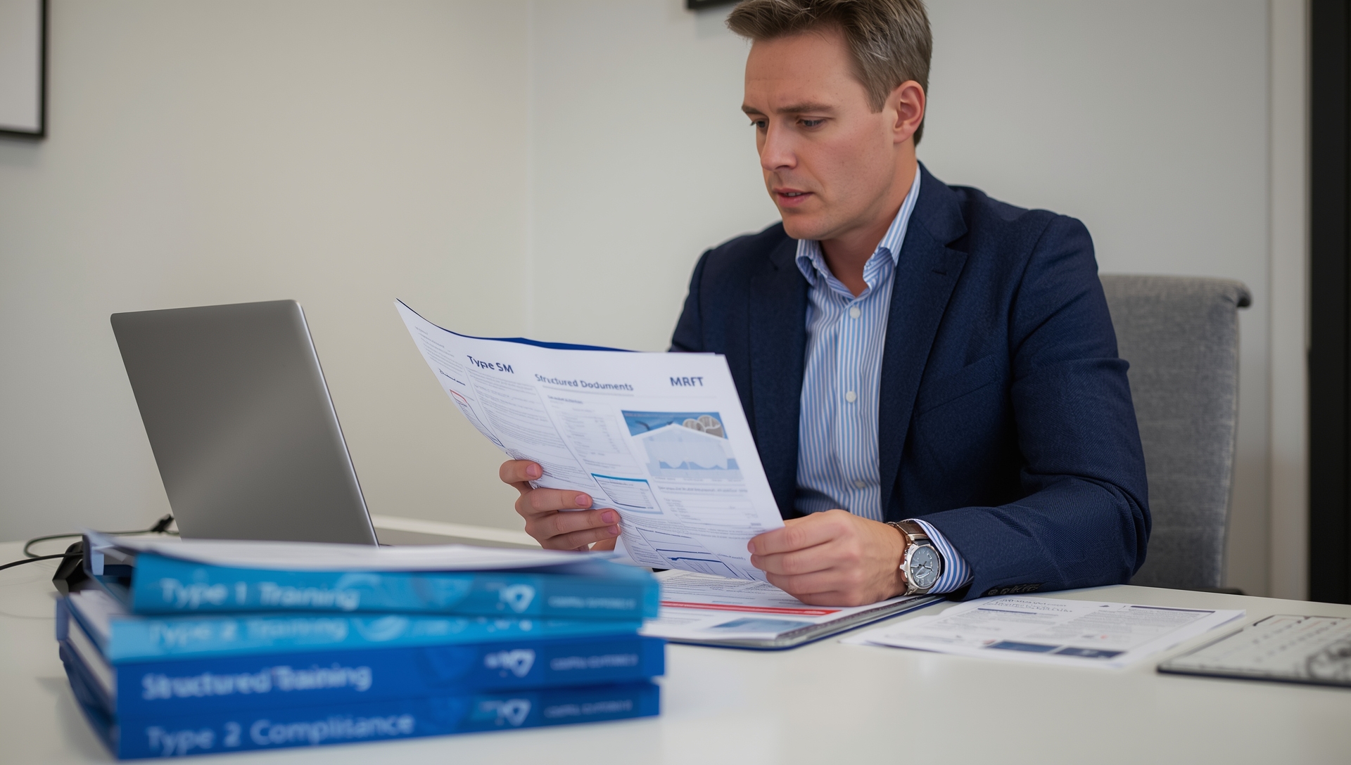 Queensland real estate agent reviewing CPD certificates and compliance documents to meet annual OFT requirements.